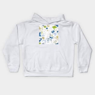 under the sea - white blue beige green Kids Hoodie